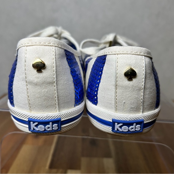 Keds x kate spade Collab Blue White Sequin Striped Lace Up Canvas Sneakers Sz 8 - Picture 5 of 10